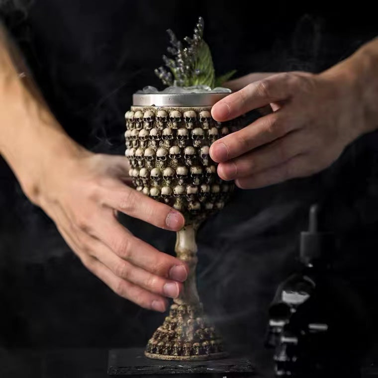 Creative Skull Red Wine Glass Goblet Stainless Steel Cocktail Glass 3D Three-Dimensional Champagne Glass