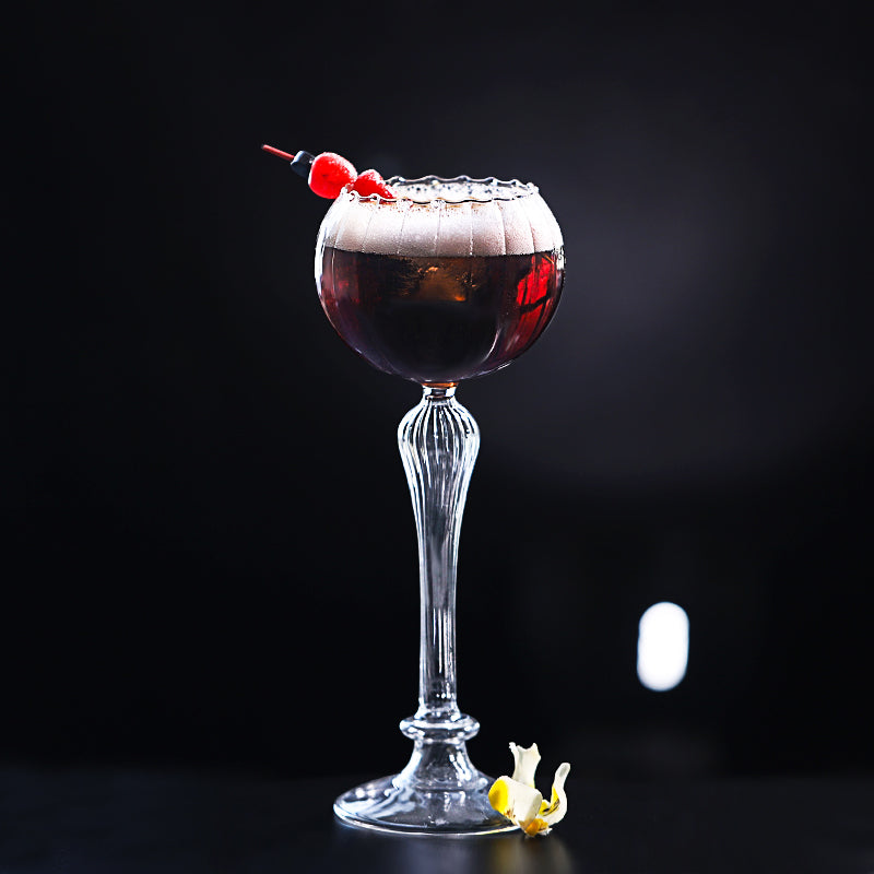 European-style Striped Flower Martini Glass Roman Column Cocktail Glass Creative Champagne Glass