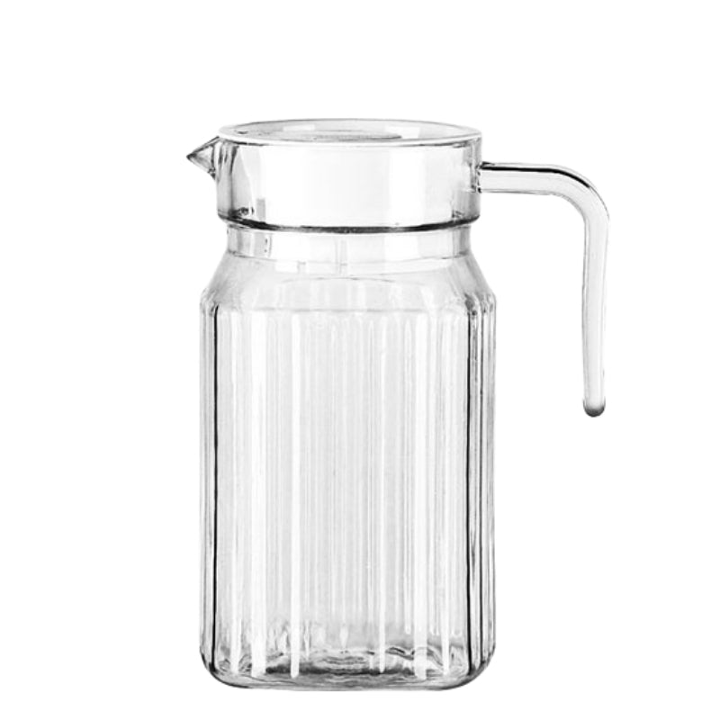 Glass Pitcher With Lid, Hot and Cold Water Pitcher With Handle