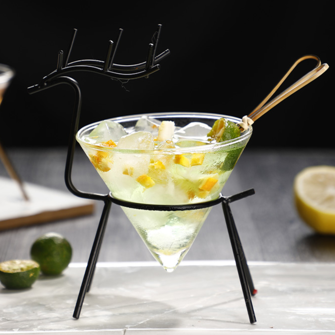 Fawn Wrought Iron Simple Creative Martini Glass,Modern Stemless Cocktail Glass