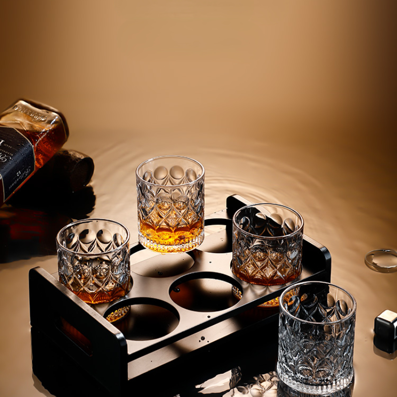 Creative Liquor Cup Wine Dispenser a Cup Bullet Cup Wine Rack Storage Wine Utensils Bamboo Wood Cup Rack Chinese Style Home Bar