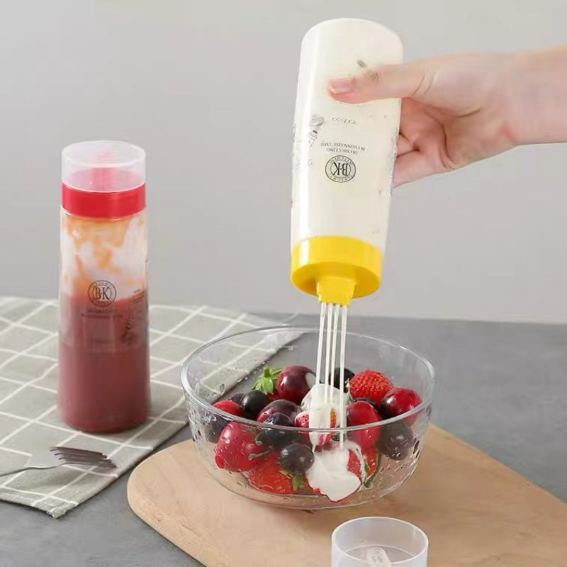Four-hole Plastic Squeeze Bottle with Lid 300ml Tomato Sauce Salad Squeeze Bottle
