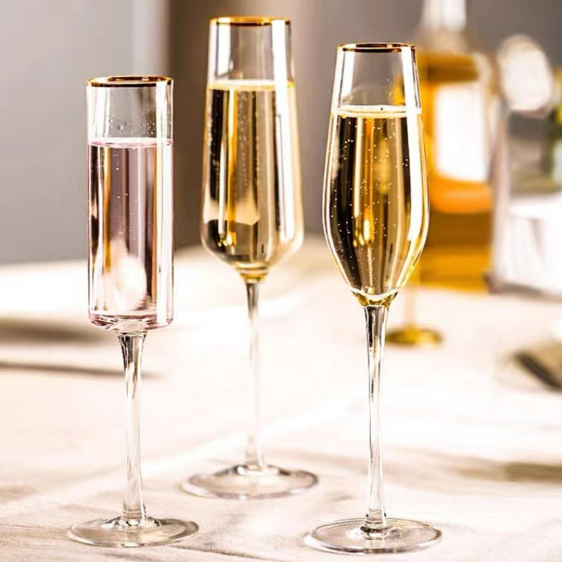 Vintage Elegant Gold Rim Red Wine Glass Champagne Glasses Decoration Wine Glasses for Wedding Party