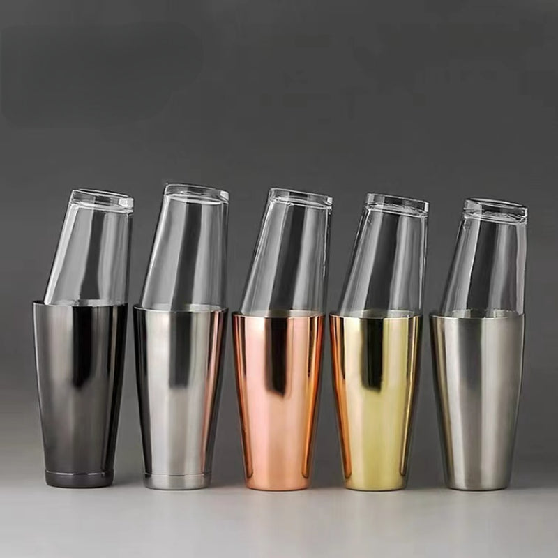 Professional Manufacture Custom Logo Copper Drink Mixer Boston Shaker with Glass
