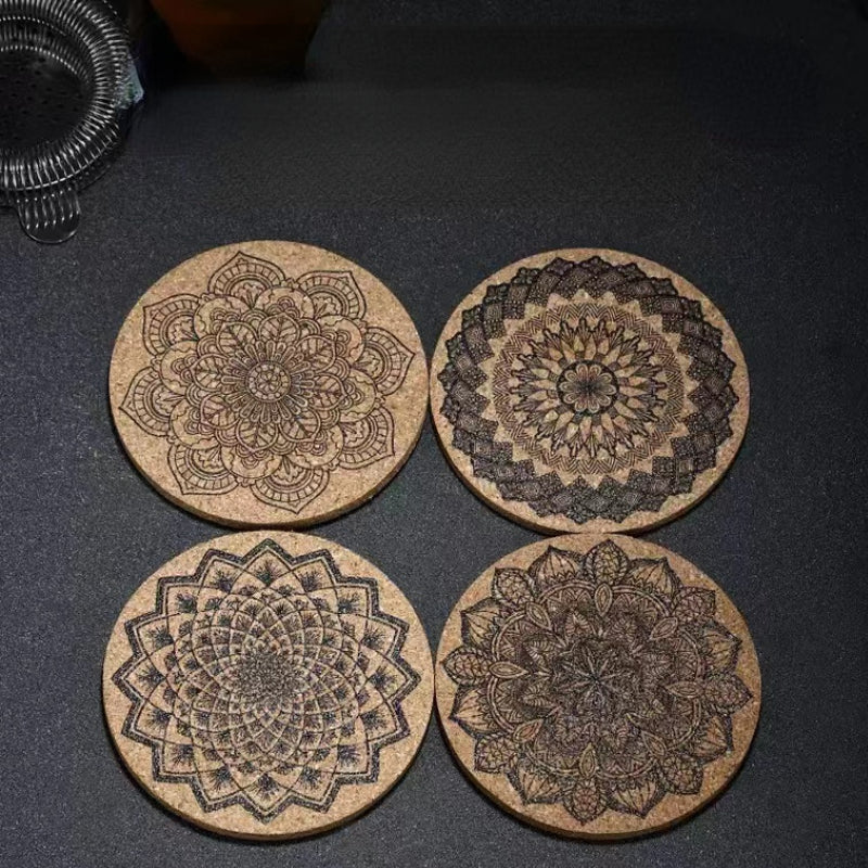 Moroccan Style Coasters Geometric Print Pattern Cork Coasters Absorbs Water Coasters