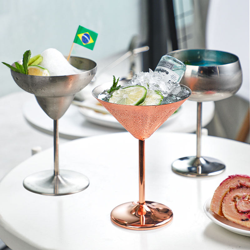 Personality 240ML Stainless Steel Metal Goblet Martini Cup,Stainless steel Cocktail Glasses