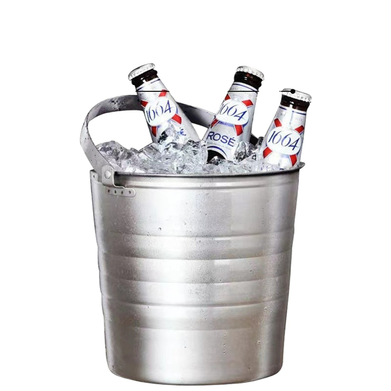 Hammered Ice Bucket Silver Stainless Steel Beverage Wine Chilling Bucket for Bar