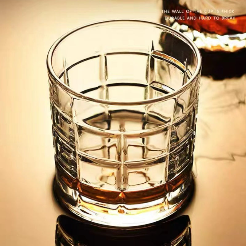 Square Embossed Around Drinking Wine Whisky Glass