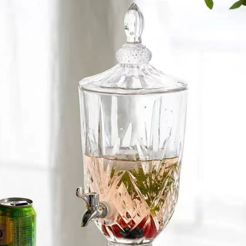 Clear Glass Dispenser with Lid and Water Tap Juice and Beer Drinks Dispensers for Bar