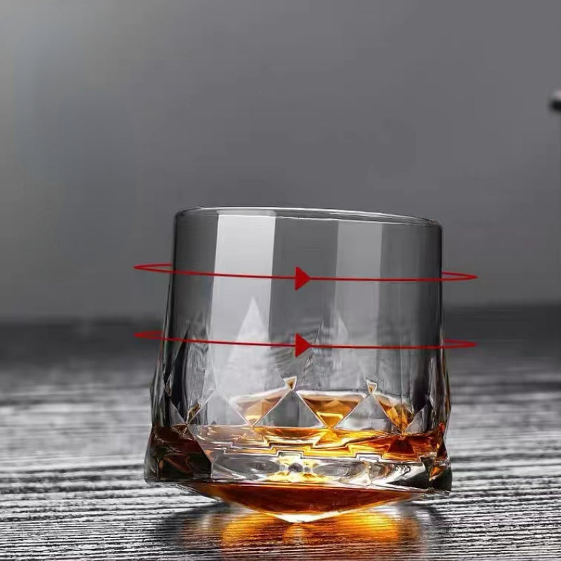 260ML-Creative Carving Thickened Rotating Crystal Glass Whiskey Glass Tumbler Glass