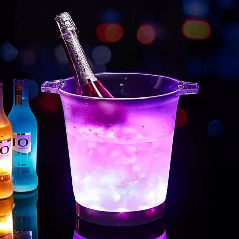 Special LED Glowing Ice Bucket Bar Wine Set Transparent Champagne Beer Bucket Cooler Holder Plastic LED Ice Bucket