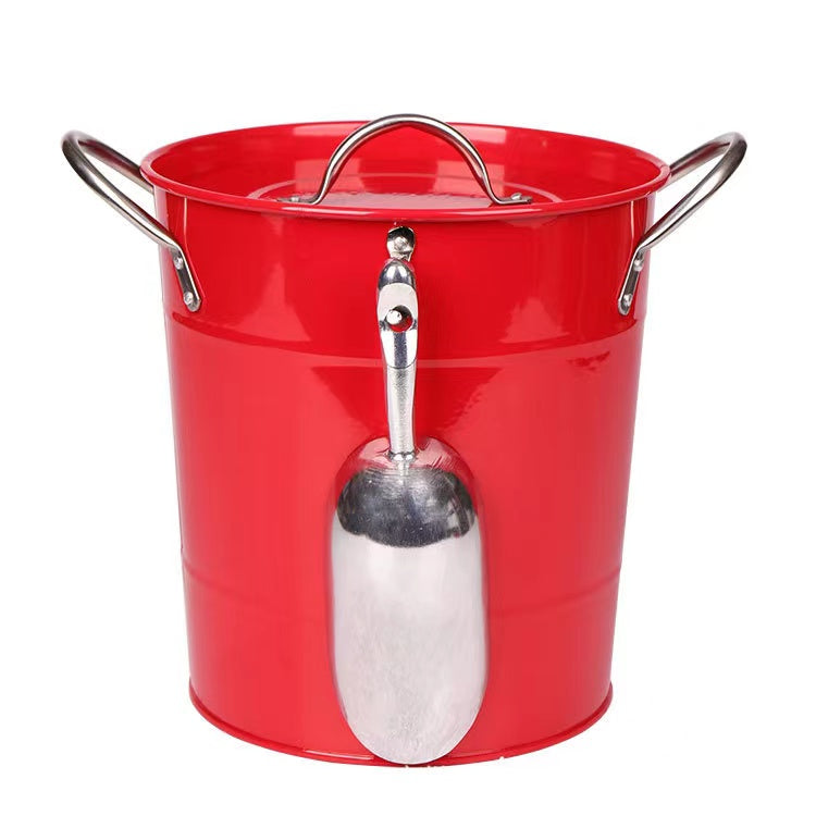 Metal Beer Ice Bucket Wine Bucket with Plastic Insert and Scoop for Party