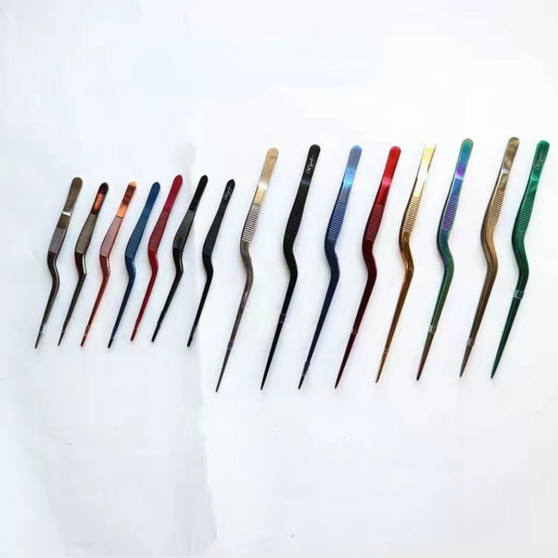 High Quality Details Tweezers Elbow Straight Head Food Tweezers Chef Tweezers