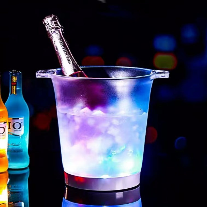 Special LED Glowing Ice Bucket Bar Wine Set Transparent Champagne Beer Bucket Cooler Holder Plastic LED Ice Bucket