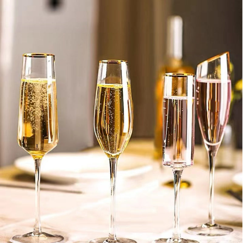 Vintage Elegant Gold Rim Red Wine Glass Champagne Glasses Decoration Wine Glasses for Wedding Party