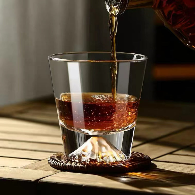 Snow Mountain Handmade Creative Fujiyama Crystal Whiskey Drinking Glass Tumbler Cup
