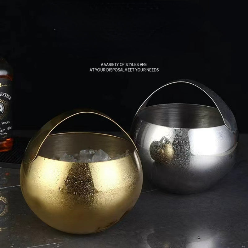 Round Hand Ice Bucket Creative Bucket for Bar