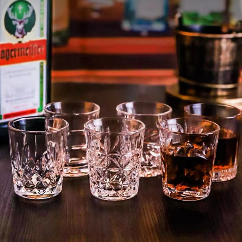 Crystal Engraved Clear Shot Glass Whisky Drinking Glass Cup