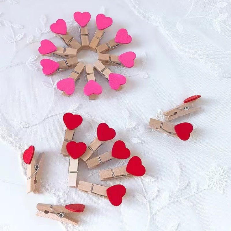 Red Love-Cocktail Garnish, Decorative Clip, Photo Clip, Wooden Clip