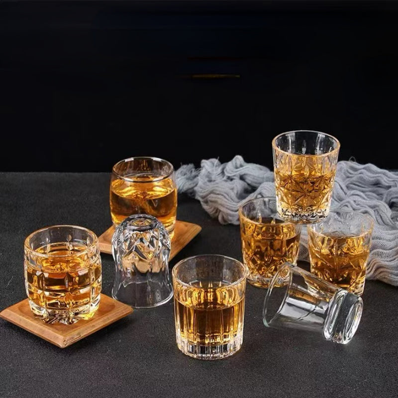 Lead Free Modern Shot Crystal Glassware Embossed Whisky Glass Cup for Home Bar