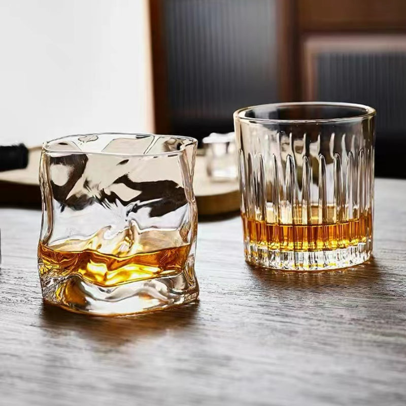 Crystal Striped Whisky Glass Tumbler Cup Personalized Bar Vodka Shot Glasses