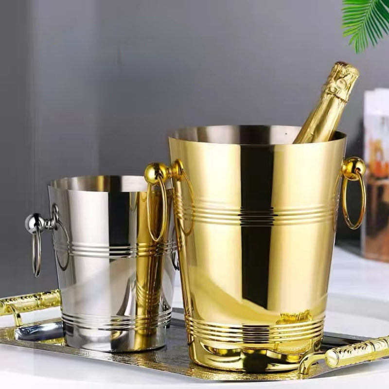Wholesale Catering Cool Bar Ice Bucket Silver Plated Champagne Bucket Stainless Steel Wine Ice Bucket for Bar