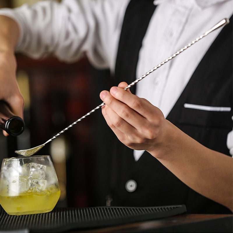 30.0cm Long Water Drop Stainless Steel Mixing Stick,Spiral Pattern Cocktail Bar Spoon