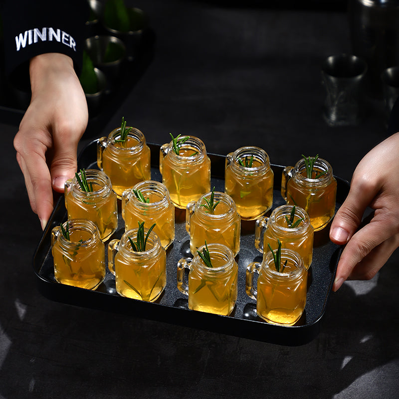 Creative Mason Cup Portable Handle Cocktail Cup Mini Cock Cup Bar Glass Bullet Cup Tray Set