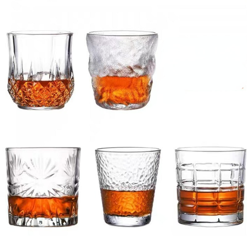 Square Embossed Around Drinking Wine Whisky Glass