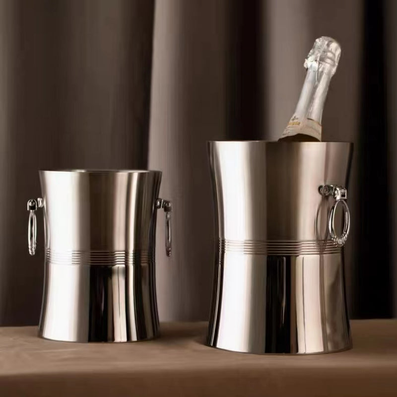 Custom Large Insulated Ice Bucket Stainless Steel Champagne Wine Beer Ice Bucket with Lid Tongs