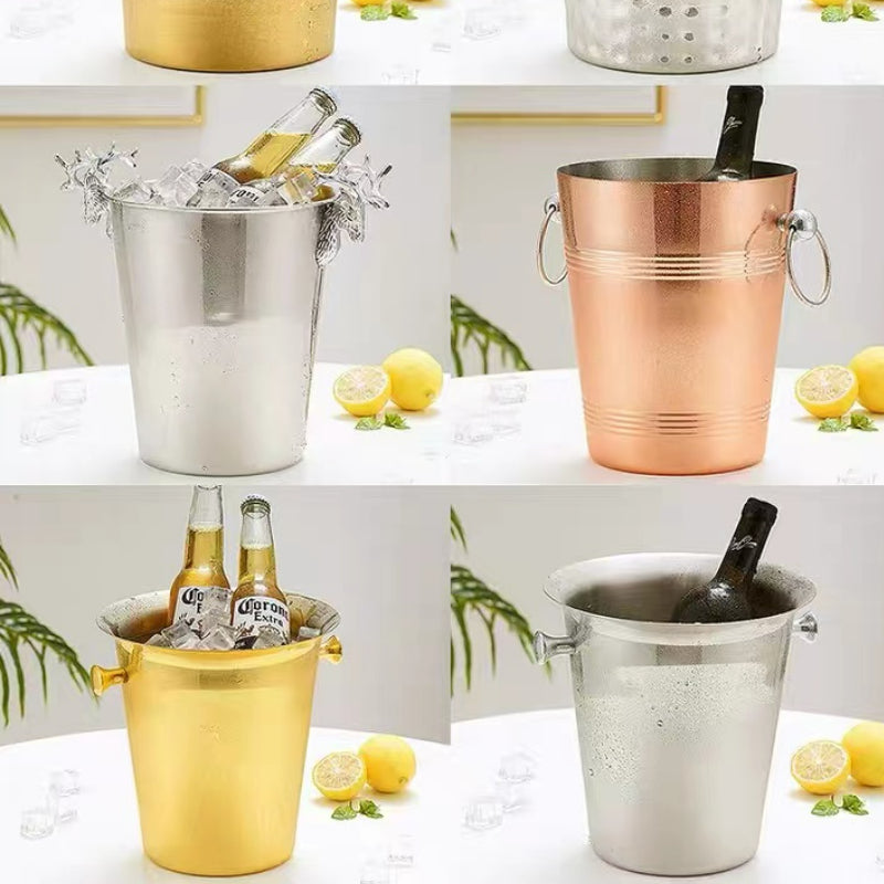 5L Gold/Rose Gold Ice Bucket Custom Logo Luxury Ice Bucket Stainless Steel Ice Bucket for Bar