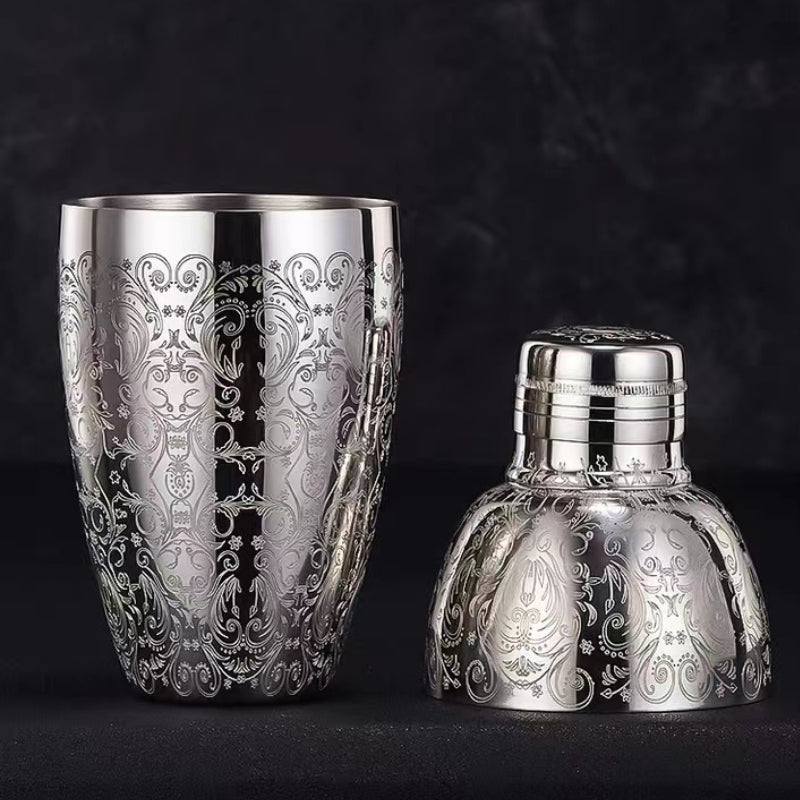High Quality 304 Etched Stainless Steel Shaker Three-stage Classical Shaker 500ml