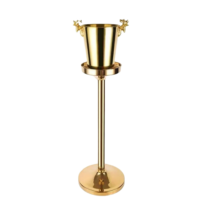 Deer Head Ice Bucket Gold European Champagne Bucket Rack Stainless Steel Ice Bucket for Bar Party