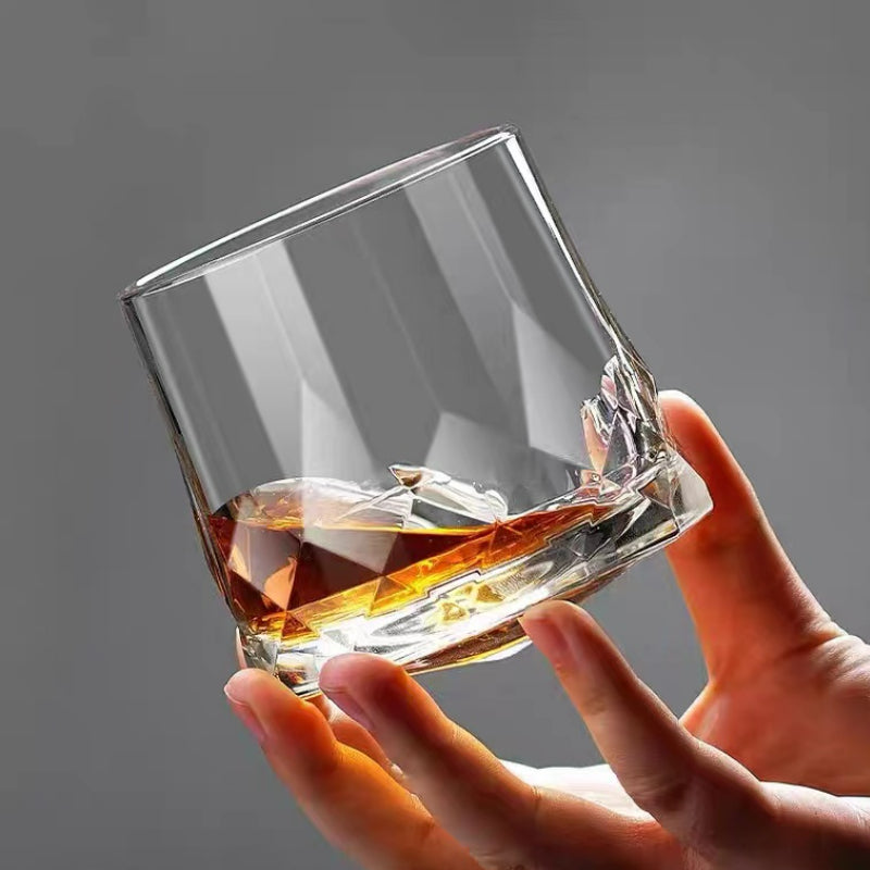 260ML-Creative Carving Thickened Rotating Crystal Glass Whiskey Glass Tumbler Glass