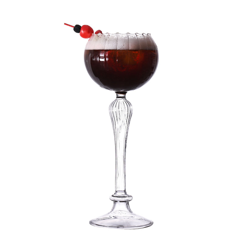 European-style Striped Flower Martini Glass Roman Column Cocktail Glass Creative Champagne Glass