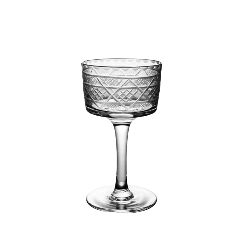 Maori Longxiong Martini Glass Bohemian Handmade Crystal Engraved Cocktail Glass Wide Mouth Margarita Glass