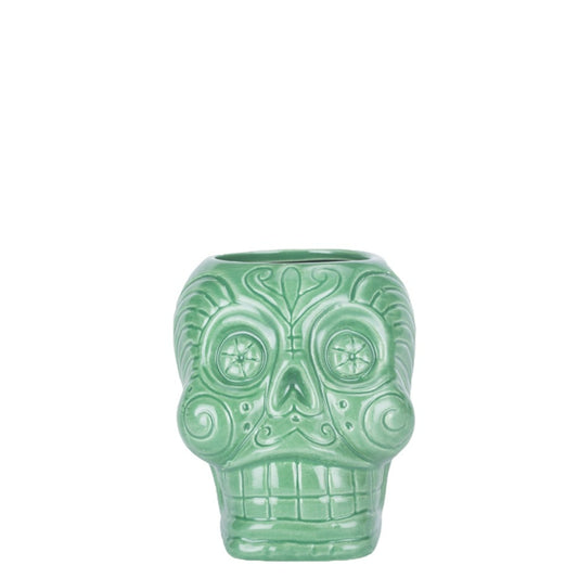 Tiki  Drinkware-Cocktail  Tiki Mugs-Green Skull Ceramic Hawaiian Party Mug