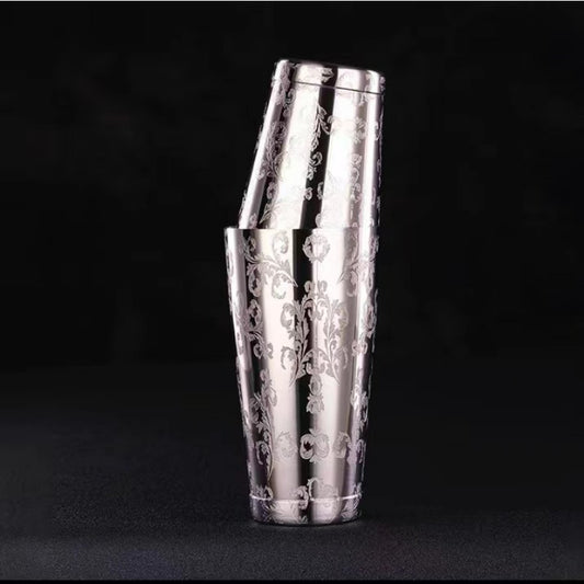 Professional Bartender Customized Engraved Boston Shaker Stainless Steel Patterned Tin for Bar Party