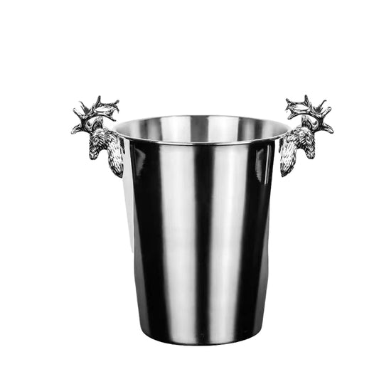 Light and Creative Stainless Steel Deer Head Ice Bucket Red Wine Champagne Barrel Bar KTV Ice Bucket Beer Champagne Bucket