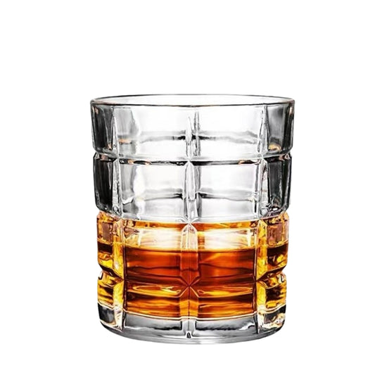 Square Embossed Around Drinking Wine Whisky Glass