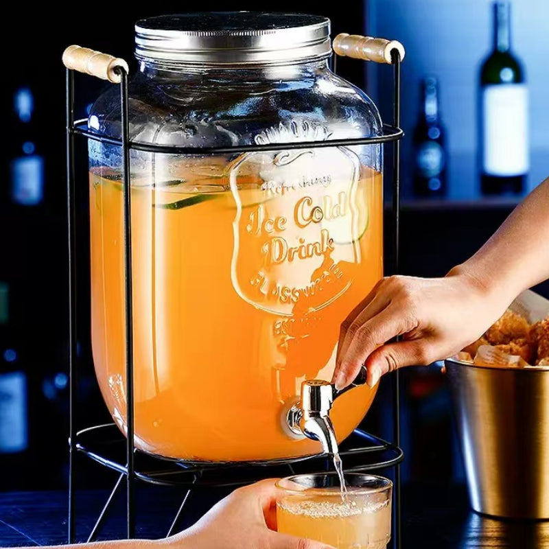 Ultra-Large Capacity Cold Water Drinks Dispensers Glass Cans Self-service Beverage Cans with Faucet Home Container