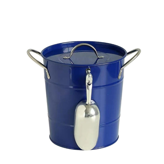Metal Beer Ice Bucket Wine Bucket with Plastic Insert and Scoop for Party