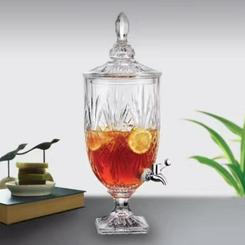 Clear Glass Dispenser with Lid and Water Tap Juice and Beer Drinks Dispensers for Bar