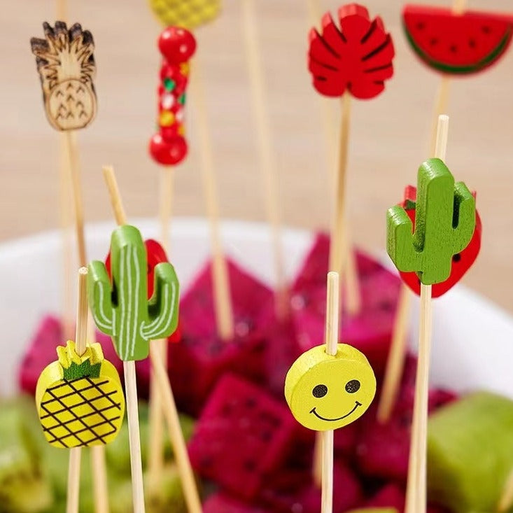 Flower Stick Cocktail Decoration Wine Stick Disposable Fruit Stick Ktv Fruit Stick Creative Bamboo Stick