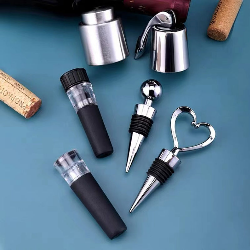 Reusable Vacuum Silicone Sealer Keep Wine Fresh Wine Bottle Plug Stainless Steel Wine Bottle Stopper