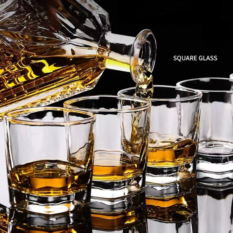 Square Shaped Lead-free Glass Cup Bar Tool Glassware Durable Rocks Cup Whiskey Glass Wine Glasses
