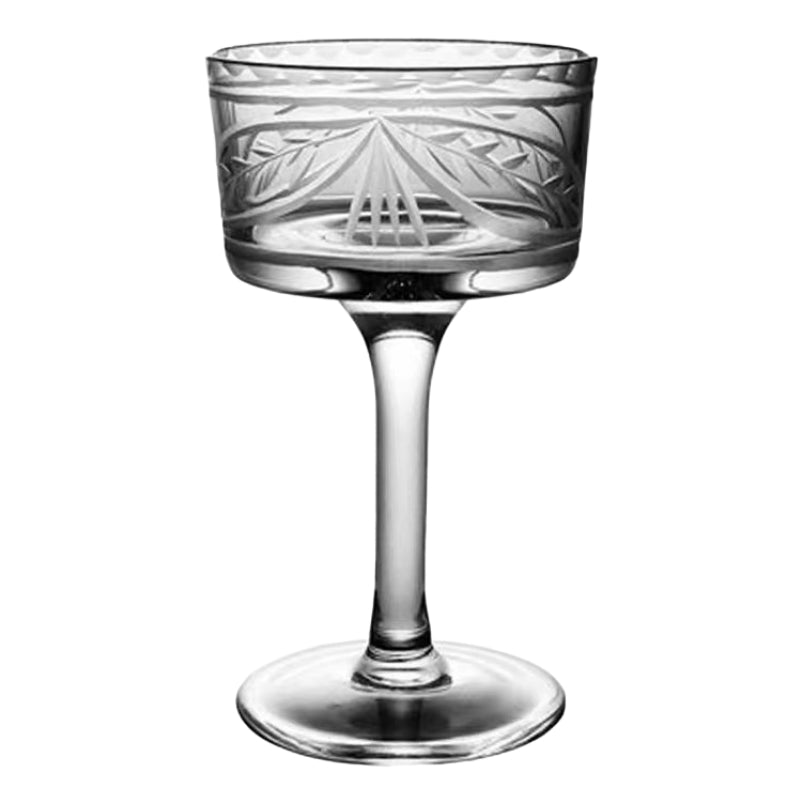 Maori Longxiong Martini Glass Bohemian Handmade Crystal Engraved Cocktail Glass Wide Mouth Margarita Glass