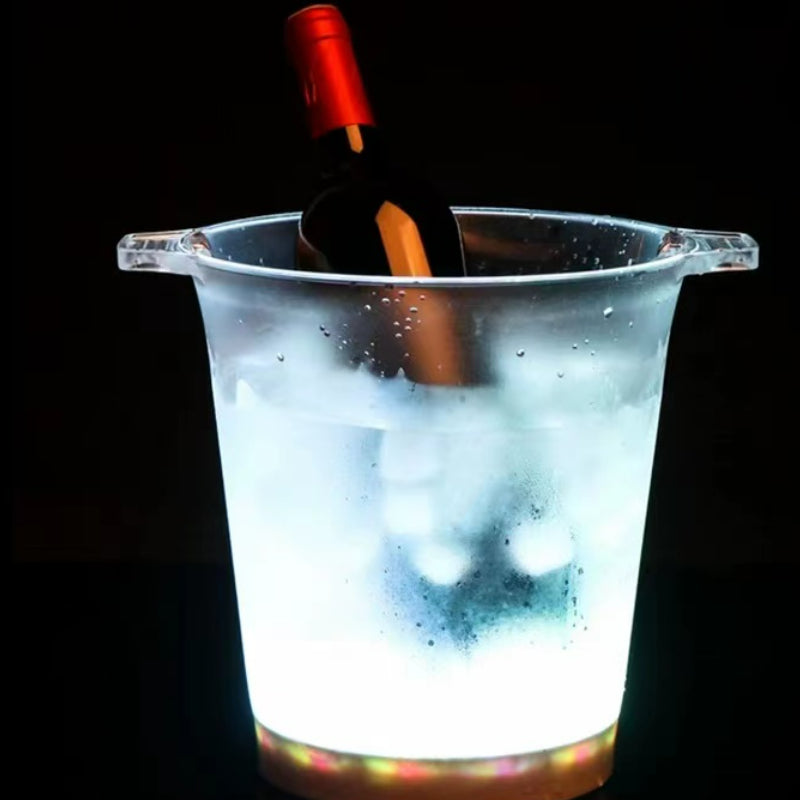Special LED Glowing Ice Bucket Bar Wine Set Transparent Champagne Beer Bucket Cooler Holder Plastic LED Ice Bucket