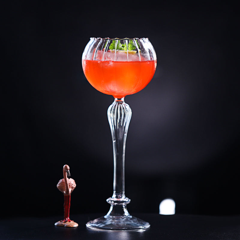 European-style Striped Flower Martini Glass Roman Column Cocktail Glass Creative Champagne Glass