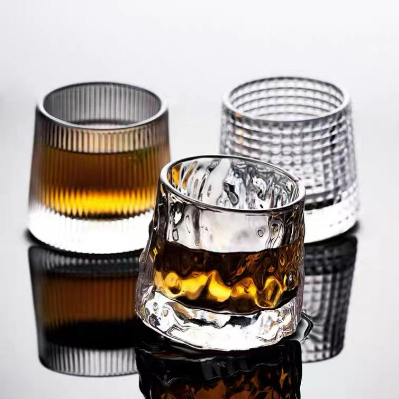 160ML-Thickened Rotating Crystal Glass Wine Glass Whisky Glass Creative Personality Wine Tumbler Cup